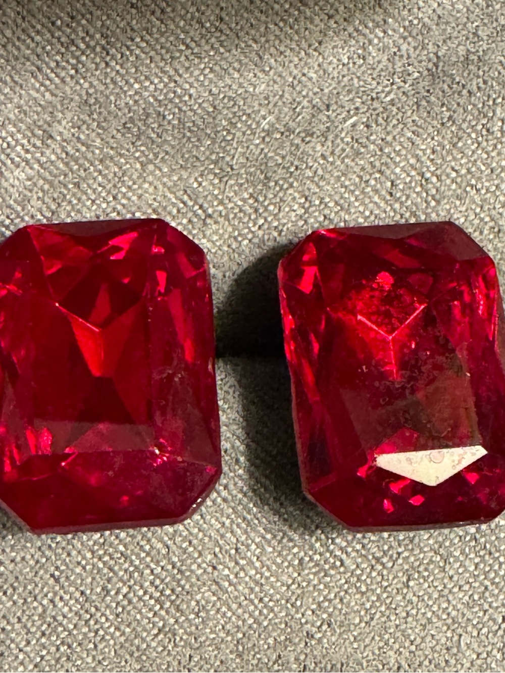 Deep Ruby Red Faceted Glass Gothic Statement Stud Earrings